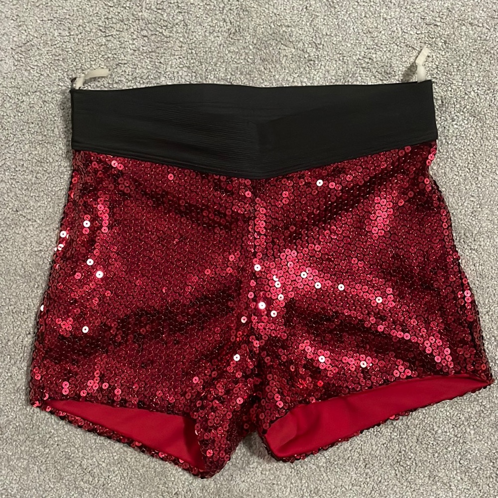 Hottie red sequinned shorts. Size small